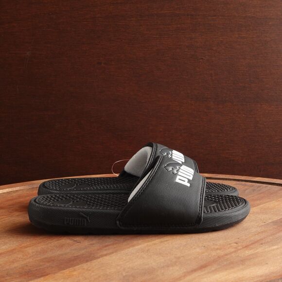 Puma Slides Unisex Kids SZ 12C BLK Cool Cat Leap Slip On Summer Beach Shoes NWT - Picture 1 of 9